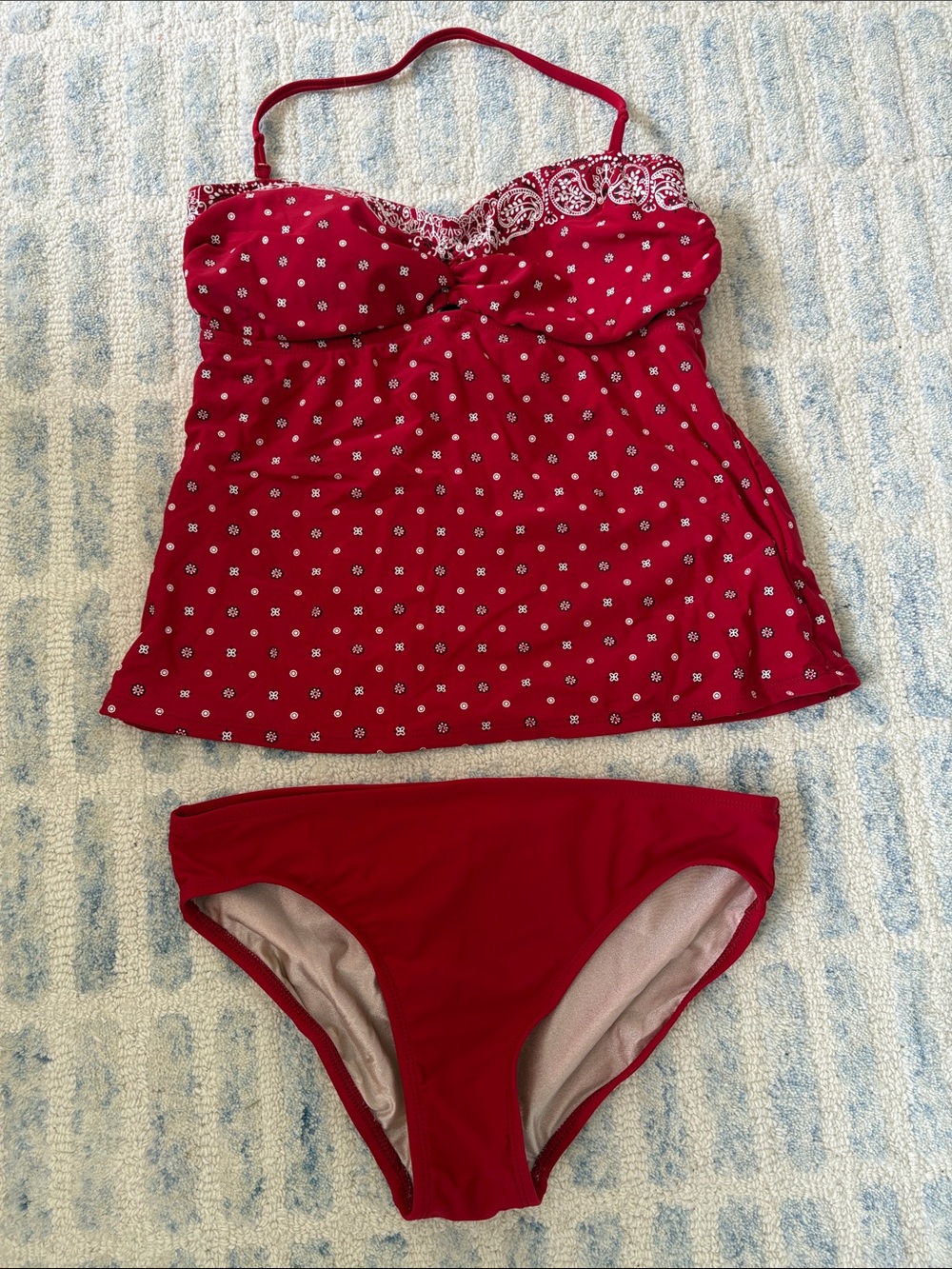 Isaac Mizrahi Red Floral Tankini Set